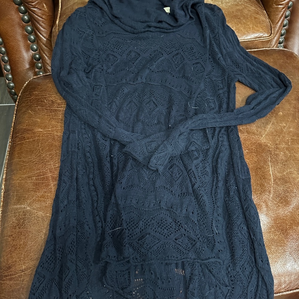 Navy Blue Lace Tunic Shirt